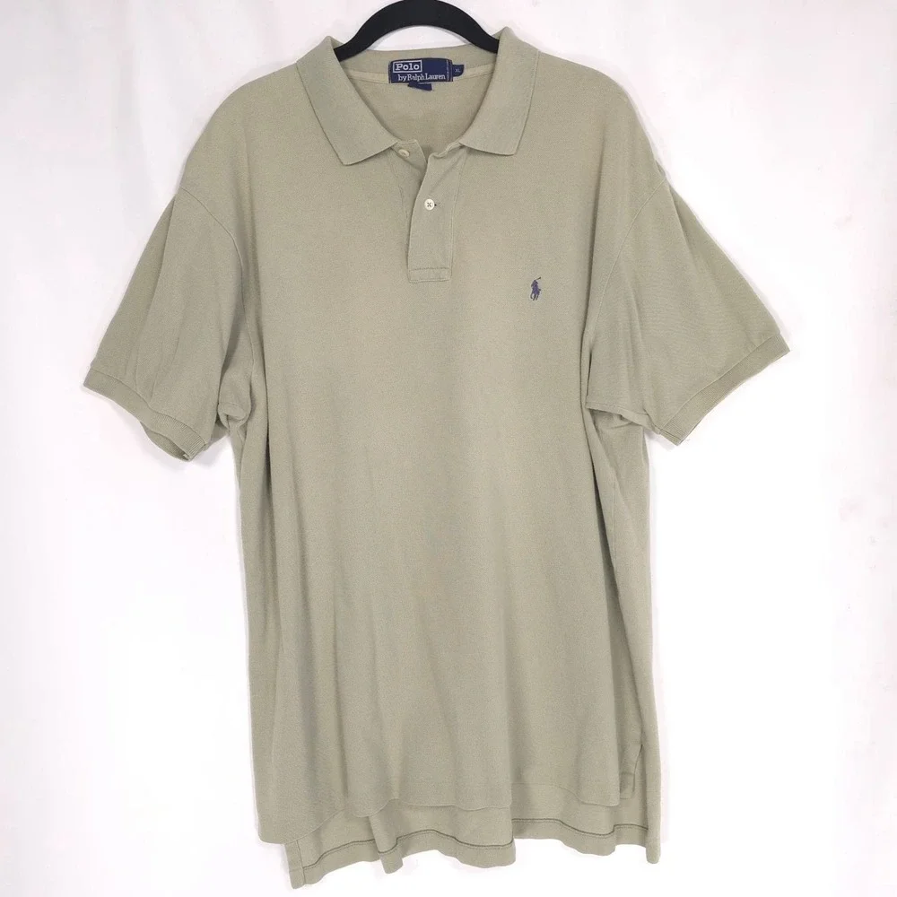 Polo by Ralph Lauren Olive Green‎ Polo Shirt Short Sleeve Cotton Size XL Vintage